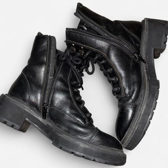 River Island Women's Black Laced and Zipper Combat Boots - Picture 7 of 7